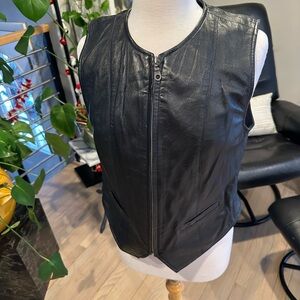 Sleek Black Leather Vest for Women